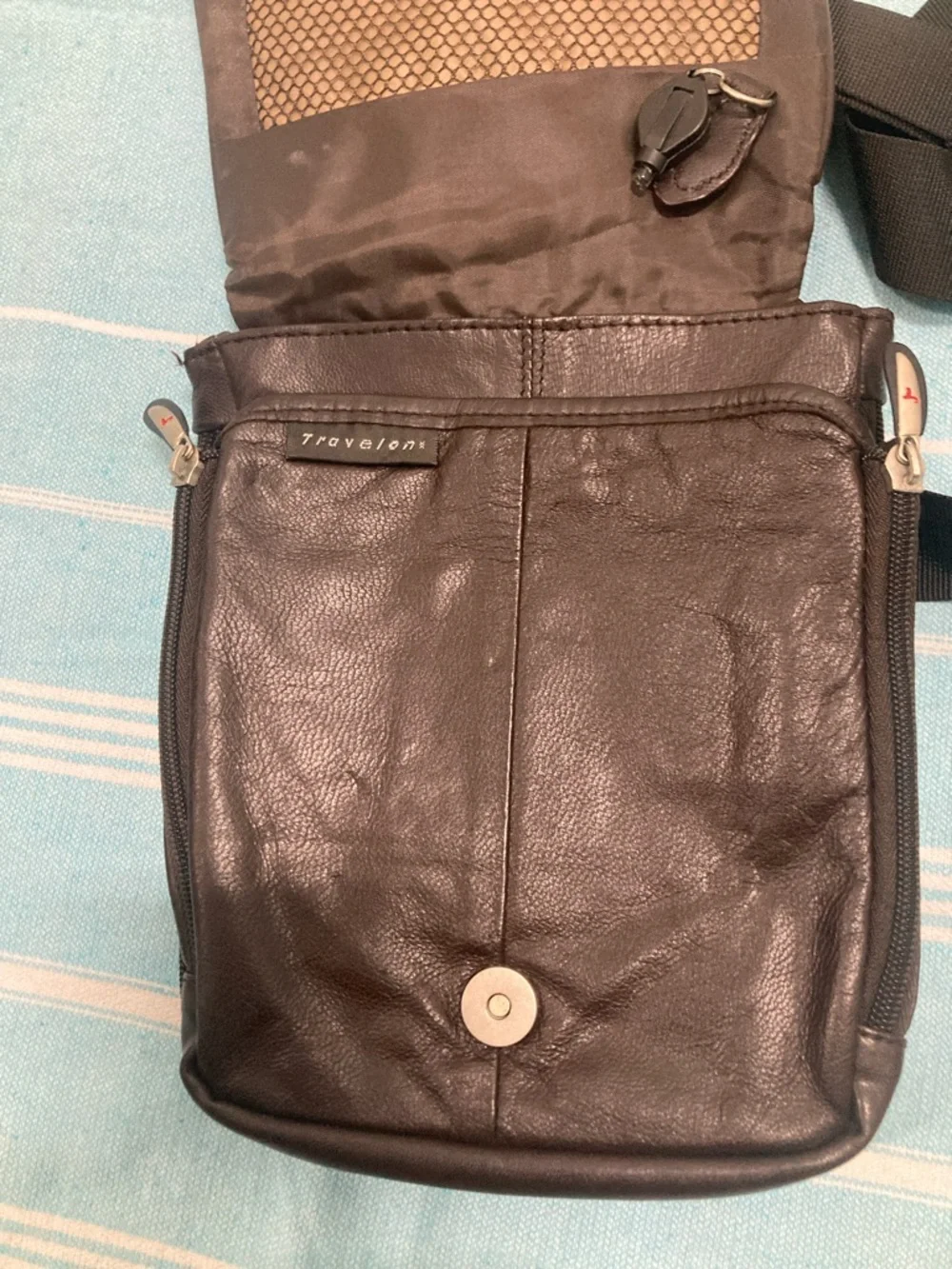 Classic Black Leather Crossbody Sling Bag for Men